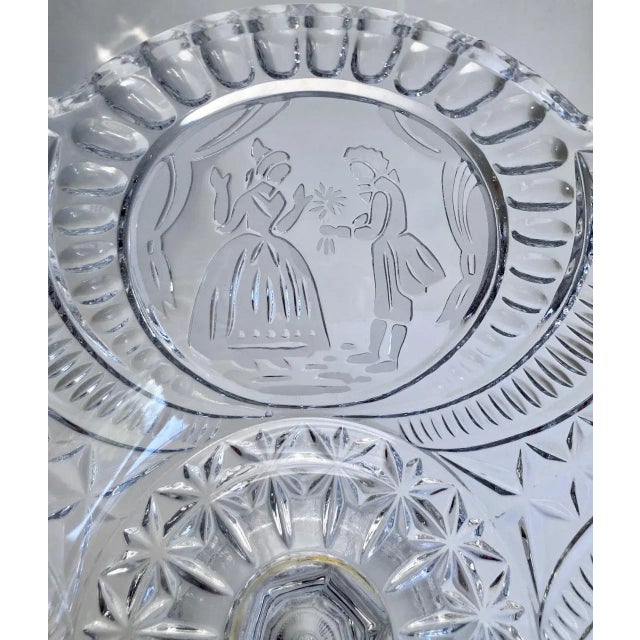 Early 20th Century "He Presenting Her Flowers" Crystal Pedestal Bowl For Sale - Image 12 of 18