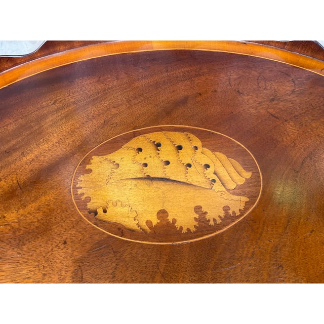 Mid 20th Century Vintage Coastal Marquetry Shell Tray For Sale - Image 5 of 6