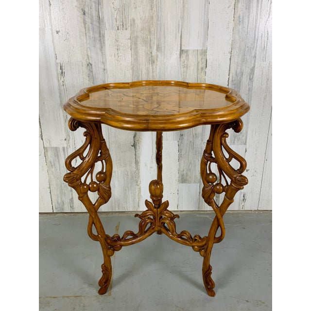Art Nouveau Marquetry Corner Table For Sale - Image 12 of 12