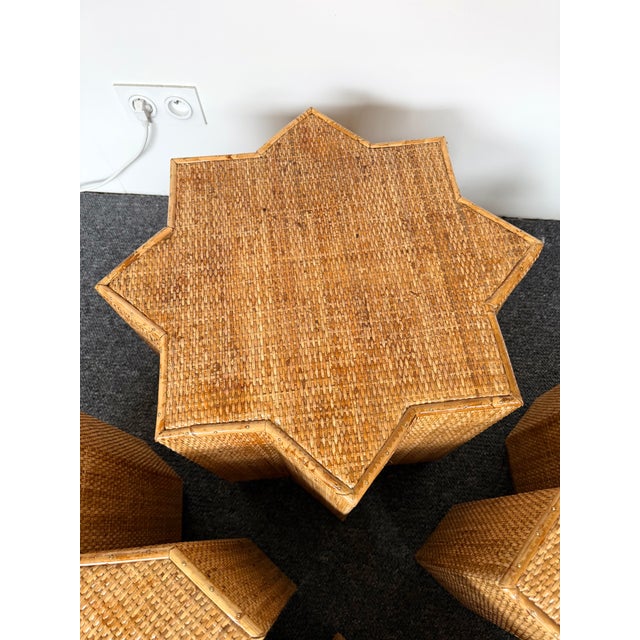 1970s Modular Rattan Tables "Stella E Croce" by Vivai Del Sud. Italy, 1970s For Sale - Image 5 of 9