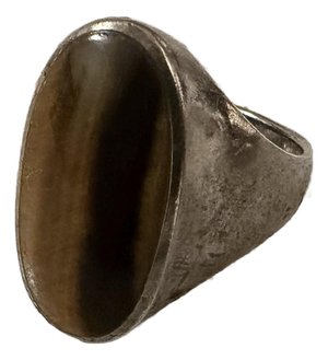 Vintage Sterling Silver Size 10 Ring With Genuine Tigereye Stone Signed