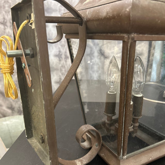 Antique Rustic Metal Lantern Light For Sale - Image 10 of 12