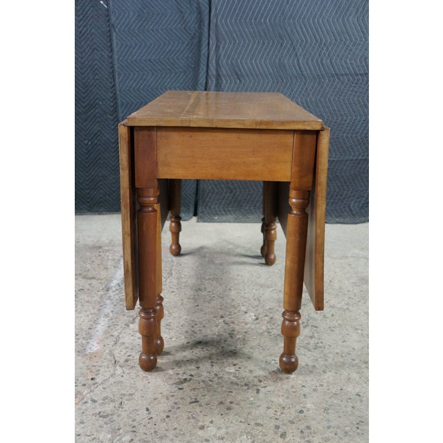 Antique Early American 19th C Cherry Gate-Leg Drop Leaf Dining Console Table 60" For Sale - Image 18 of 18