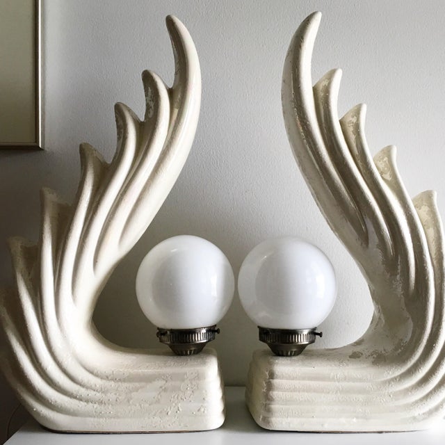 1970s Mid Century Art Deco Wave Table LampsA Pair Chairish