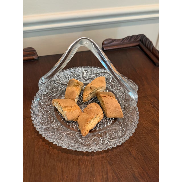 Vintage Pressed Glass Handled Candy/Cookie Basket / Bonbon Dish For Sale In Charleston - Image 6 of 7
