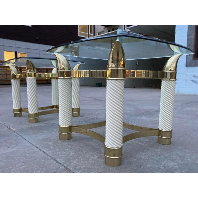Porcelain & Brass Faux Tusk End Tables Italy - A Pair For Sale - Image 10 of 13
