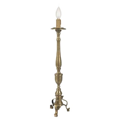 Antique Gilt Brass Lamp Holder Candelabrum, 1700s For Sale