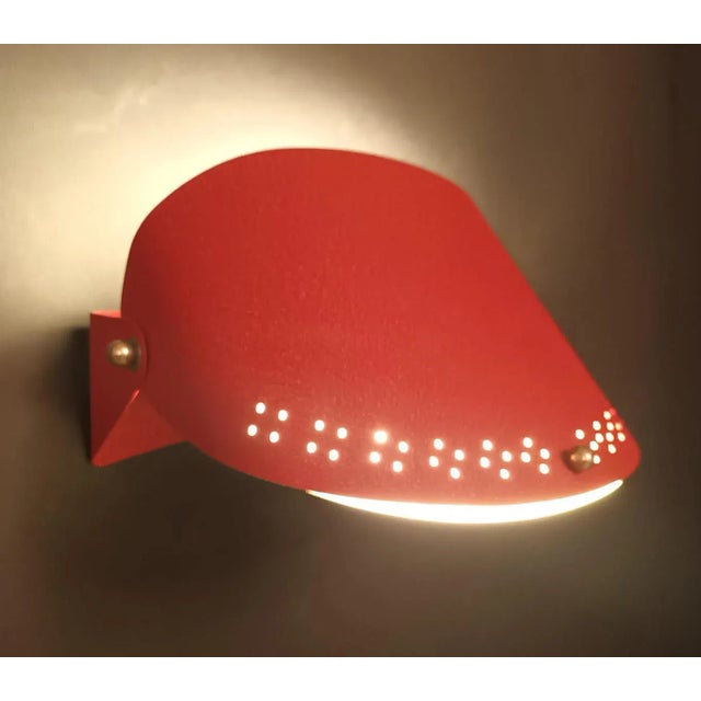 Red Mid 20th Century Italian Red Sconces - a Pair For Sale - Image 8 of 12