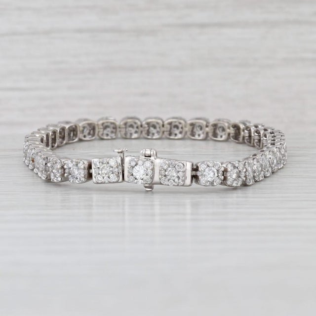 2010s 4.40ctw Diamond Tennis Bracelet 10k White Gold 7" 4.6mm For Sale - Image 5 of 7