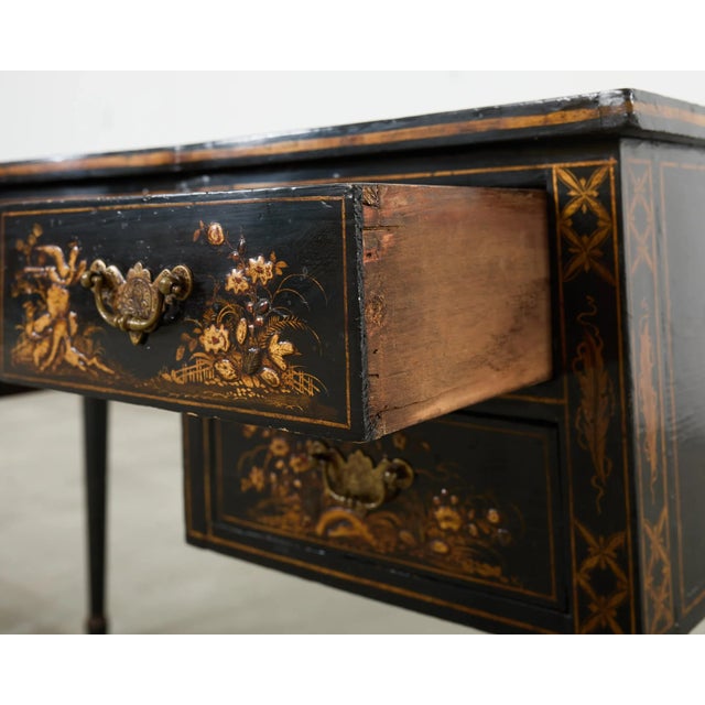 English George III Style Chinoiserie Decorated Lacquer Desk For Sale - Image 10 of 18