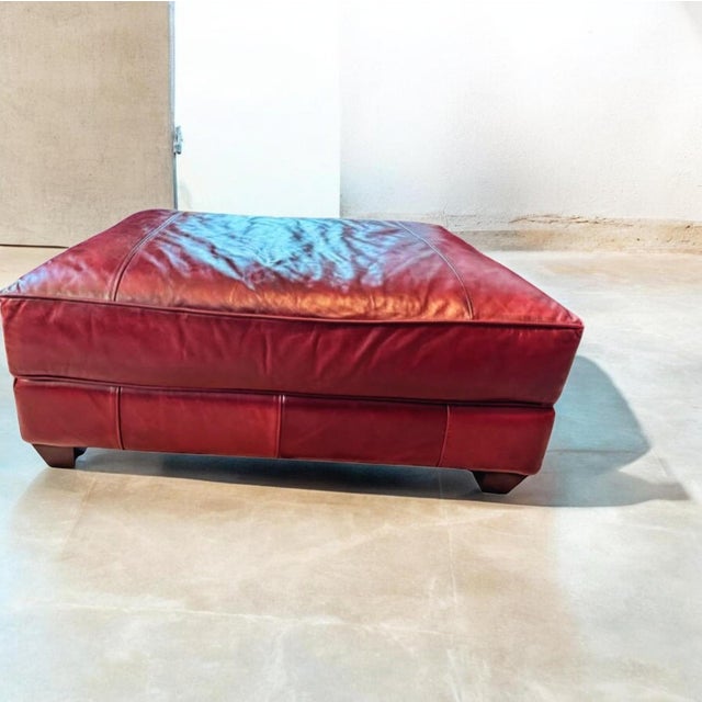 2000 - 2009 Vintage Chesterfield "Man and a Half" Leather Chair and Matching Ottoman, Meticulously Handcrafted by Distinction Furniture of North Carolina. For Sale - Image 5 of 9