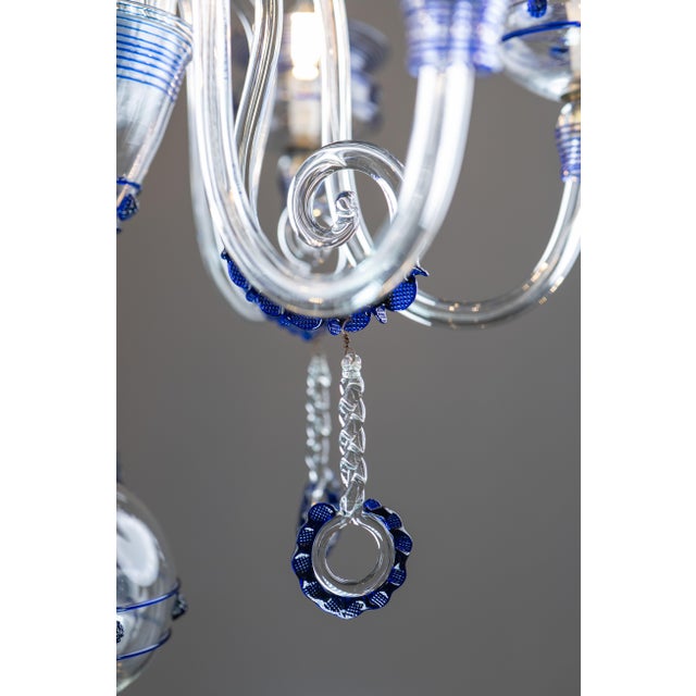 Art Deco Cobalt Blue Murano Glass Chandelier by Gino Cenedese for Cenedese, 1940s For Sale - Image 9 of 18