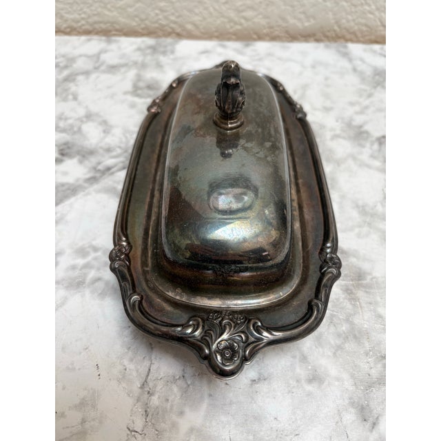 Metal Vintage Silver Plated Butter Storage Serving Dish For Sale - Image 7 of 8