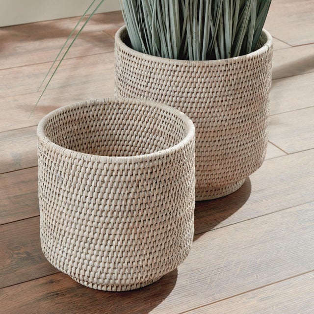 Early 21st Century Burma Rattan Cachepots Large, Set Of 2 For Sale - Image 5 of 6