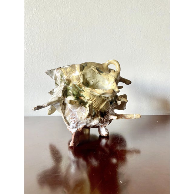 Modern American Studio Pottery Sculpted and Glazed Ceramic Nautical Vessel For Sale - Image 3 of 8