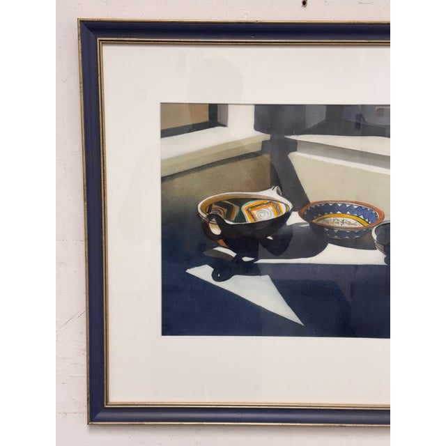 Judith Klausenstock Three Mexican Bowls Framed Watercolor, Circa 2002 For Sale - Image 10 of 11