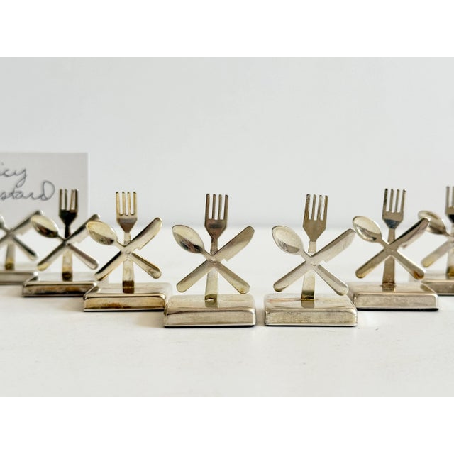 Farmhouse Vintage Silver Plated Placecard Holders - Set of 8 For Sale - Image 3 of 9