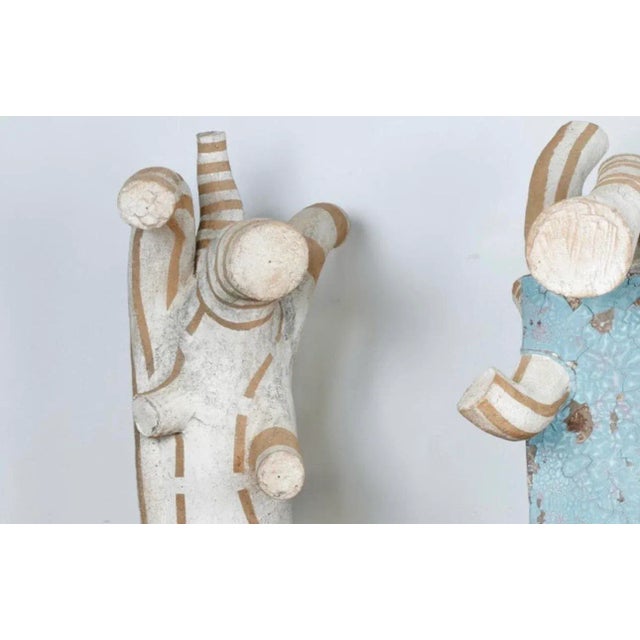 Sky Blue Large Concrete Vintage Set of 3 Outdoor Pedestal Decor For Sale - Image 8 of 11