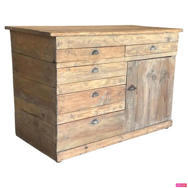 Spanish Bleached Pine Cabinet with Drawers and Door, 1860s For Sale - Image 10 of 10