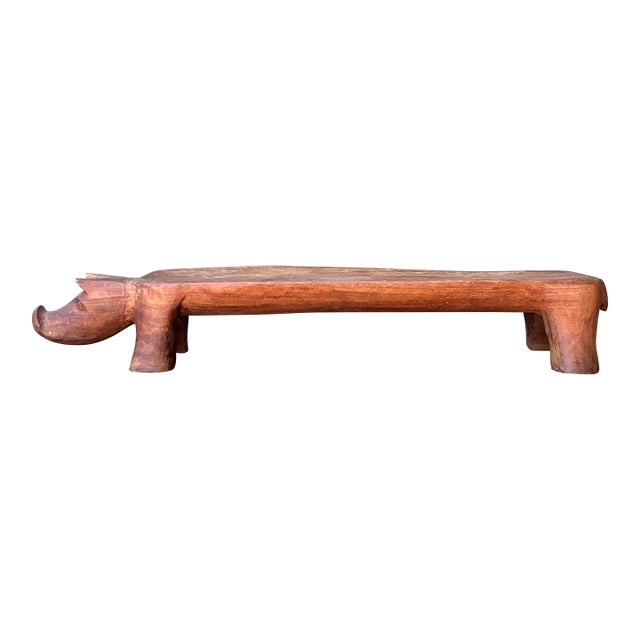 Vintage Hand Carved Long Pig Tray For Sale
