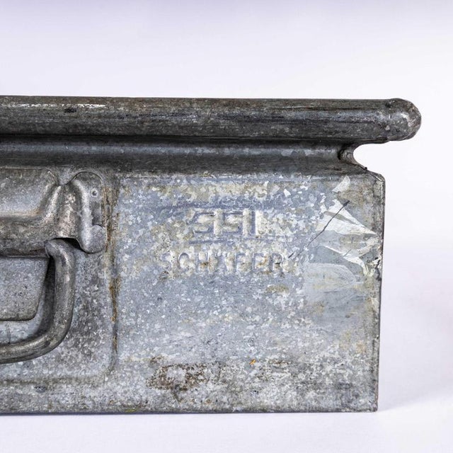 Industrial Vintage Industrial Galvanised Steel Parts Tray from Bosch, Late 20th Century For Sale - Image 3 of 6