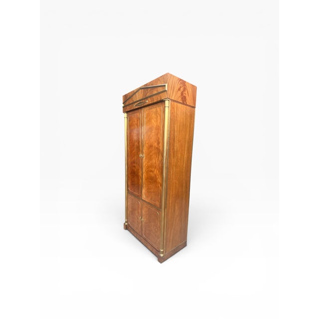 Mastercraft Vintage Mastercraft Brass-Mounted Walnut Media Armoire / Bar Cabinet For Sale - Image 4 of 13