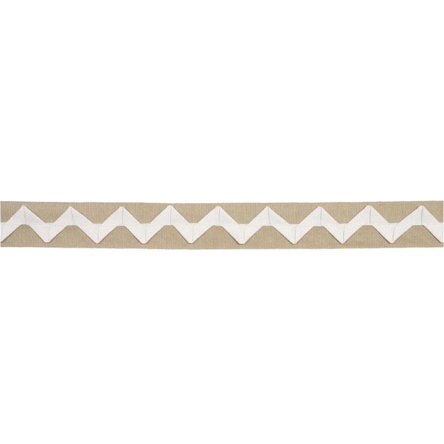 Grosgrain ribbon is folded into zigzag bands and sewn onto a linen ground to create Lazare Appliqué Tape, a truly unique...