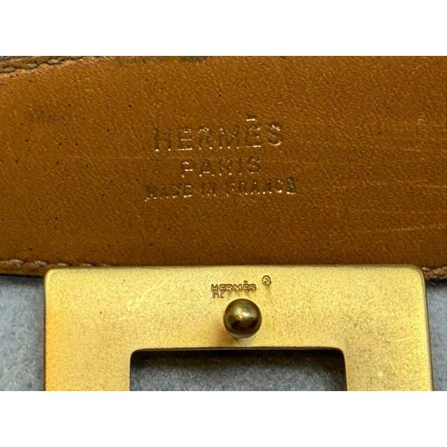 Metal Hermes Medor Leather Belt W Gold Tone Buckle For Sale - Image 7 of 9