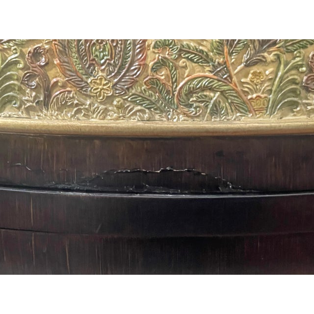 Late 20th Century Bombe Chest With Embossed Floral Panels, Gold Detail – Hollywood Regency Style For Sale - Image 9 of 10