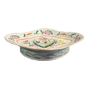 Antique Chinese Export Famille Rose Pedestal Plate