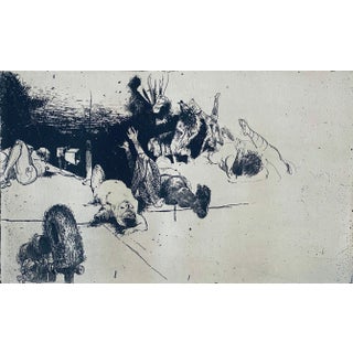 Robert A. Birmelin, Fallen Figures. Standing Dog, American Modernist Abstract Etching For Sale