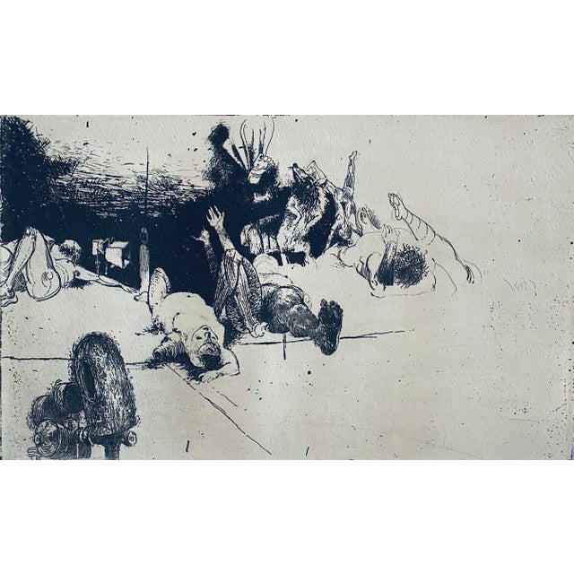 Robert A. Birmelin, Fallen Figures. Standing Dog, American Modernist Abstract Etching For Sale