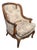 Late 20th Century French Provincial Louis XV Style Carved Wingback Bergère Chair in Damask For Sale