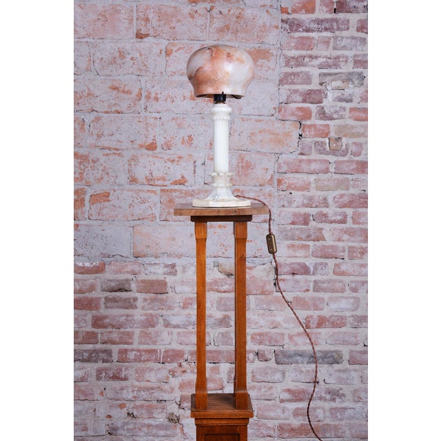 Ivory Art Deco Table Lamp in Marble and Alabaster, France, 1920s For Sale - Image 8 of 9