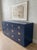 Henredon Vintage Henredon Campaign Dresser Credenza in Navy With Brass Hardware For Sale - Image 4 of 9