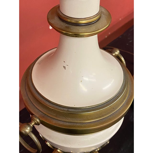 Brass Vintage 1970s Stiffel Brass & White Lamps - a Pair For Sale - Image 8 of 13