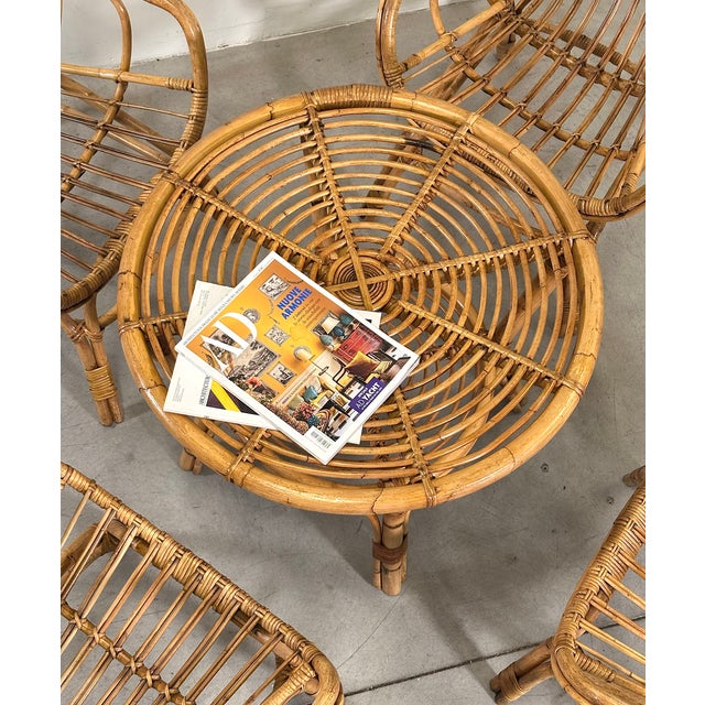 Tan Rattan and Bamboo Living Room Set, Set of 5 For Sale - Image 8 of 18