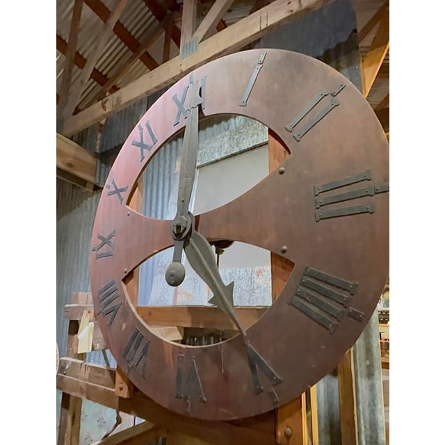Brown Early 19th Century Large Italian Antique Wooden Tower Clock With Original Mechanical Pieces For Sale - Image 8 of 10