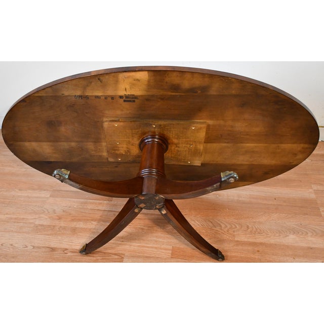 1920 Antique Hekman English Regency Mahogany Banded Satinwood Inlay Coffee Table For Sale - Image 9 of 10