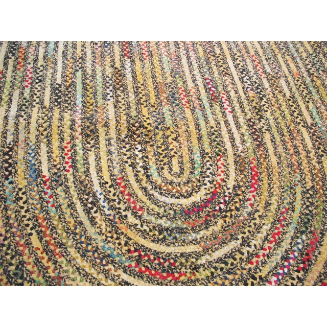 1930s Soft Colorful Abstract Antique American Braided Rug 6'3" X 9' Cotton Wool Carpet For Sale In New York - Image 6 of 6