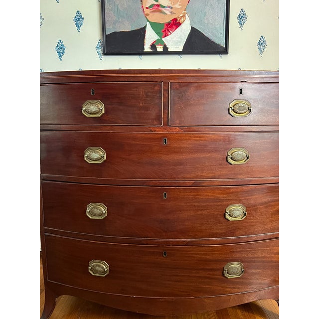 Antique Late 1700s British Neoclassical Mahogany Bowfront Chest of Drawers For Sale - Image 10 of 16