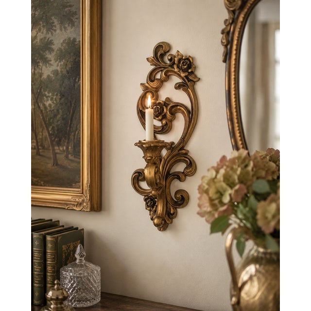 Add classic Hollywood Regency elegance to your home with this vintage HOMCO wall candle holder, proudly made in the USA in...