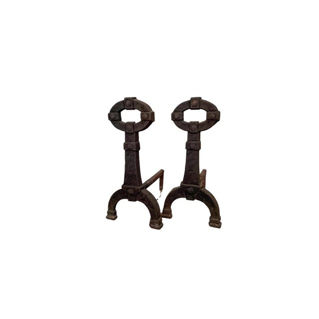 Metal Antique Mission Arts & Crafts Andirons For Sale - Image 7 of 11