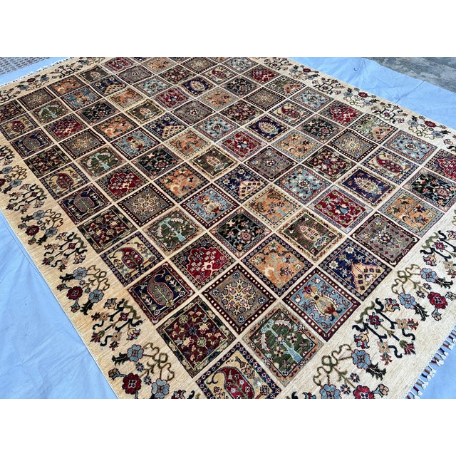 Islamic Hand-Knotted Afghan Bakhtiari Panel Garden Wool Area Rug - 8'1" X 11'5" For Sale - Image 3 of 16