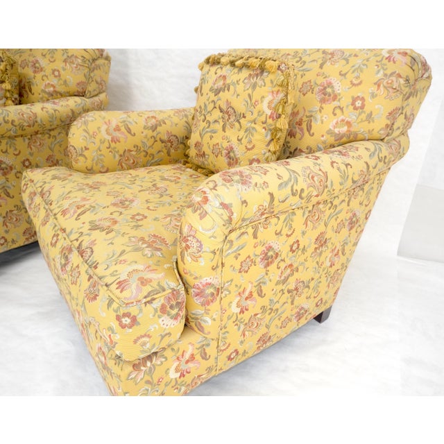 Textile Pair of Gold & Pink Floral Silk Like Upholstery Kravet Lounge Chairs MINT For Sale - Image 7 of 10