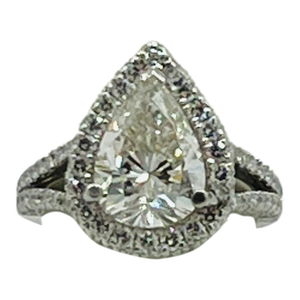 Gia 3.72 Carat Pear Shape Diamond Ring in Platinum, Size 7