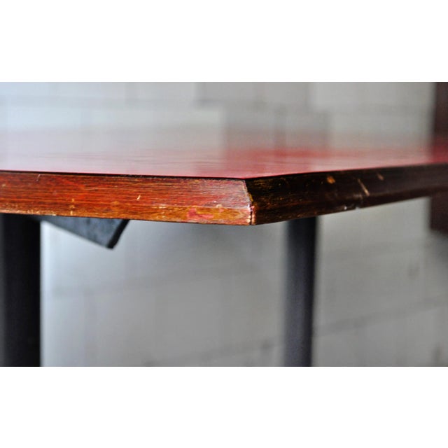 1950s Mid-Century Red Table For Sale - Image 5 of 7