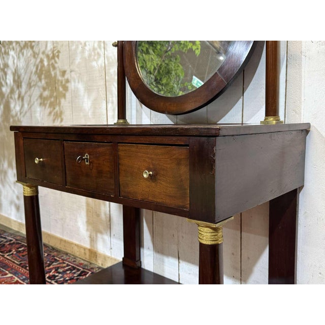 Antique Empire Style Dressing Table in Mahogany with Marble Top, 1800s For Sale - Image 9 of 18