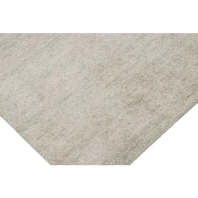 Rug & Kilim’s Oversized Textural Custom Rug Design, Solid Beige and Cream Striae For Sale In New York - Image 6 of 8
