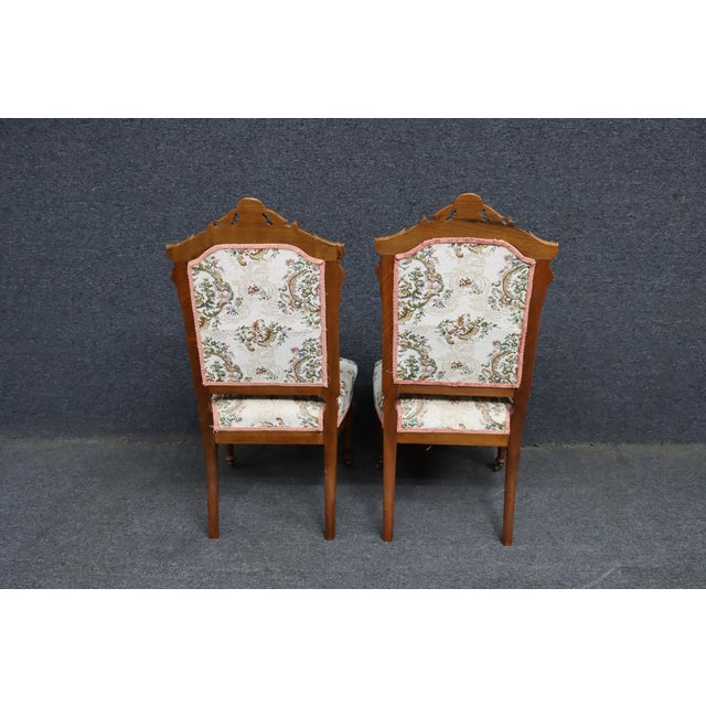 Pair of Victorian Walnut Upholstered Side Chairs, Circa 1880 For Sale - Image 14 of 18